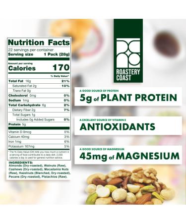 Roastery Coast Daily Nuts Original Mixed Nuts Snack Packs - 22 Individually Wrapped Packs, Unsalted & Peanut-Free Assorted Nut Snacks - Buy Online on GoSupps.com