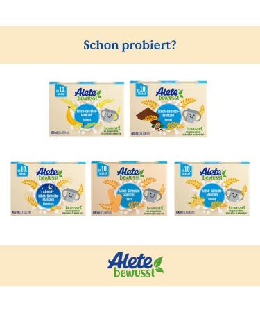 Alete Consciously Milk-Cereal Meal with Honey - 400ml (2x200ml) | Multi-Grain Baby Food for 10+ Months - Ready-to-Drink Replacement for Porridge - Buy Online on GoSupps.com