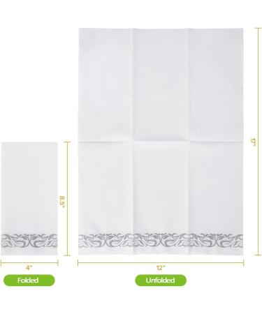 LEKOCH 100 PCs Premium White & Gray Disposable Napkins - Air Laid Fabric for Weddings 43x30 cm - Elegant Gray Design - Buy Online on GoSupps.com