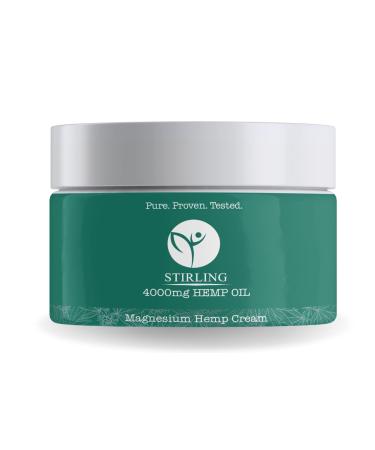 STIRLING Hemp Magnesium Cream 4000mg with Hemp Oil & Arnica Balm Soothes Discomfort on Joint Muscle Shoulder Back Support Hip Neck Knee. Natural Relief Made in USA