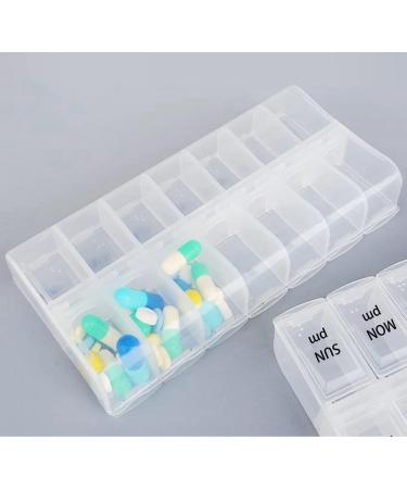 2 Pack OPP Clear Daily Pill Box Organizer - Weekly AM/PM Pill Organizer for Supplements & Medication - 7 Day Pill Box (Large 6.69x3.15x0.98 inches - Buy Online on GoSupps.com