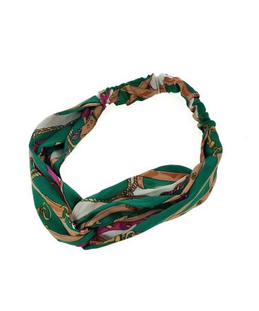 Araban Brown Green Printed Hair Scrunchie