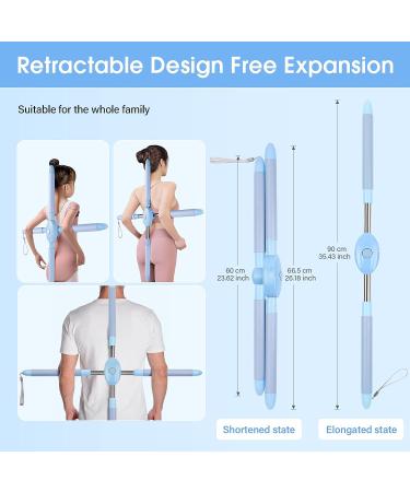 Bilbear Yoga Sticks for Posture Correction - Retractable Back Brace & Stretching Tool for Women, Men, and Children (Blue) - Buy Online on GoSupps.com