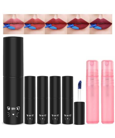 Meilury Lip Stain Set  5 Colors Lip Stain Peel Off Mask Lip Gloss  Lip Tattoo Lip Tint Stain Matte Lipstick  Long Lasting Waterproof Non-stick Cup Lip Tint Peeling Stain Lipstick For Women (5 Colors)