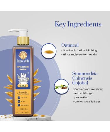 Dogsee Veda Oatmeal Dog Shampoo - 100% Natural Paraben-Free Ayurvedic Cruelty-Free | Soothes Irritation & Itching - 13.50 fl.oz - Buy Online on GoSupps.com