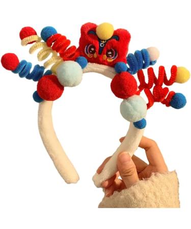 hgnxa Cute 3D Cartoon Animal Headband Makeup Hair Hoop Colorful Twisted Rods Plush Hairband Hair Accessories for Women Kids Red tiger - Buy Online on GoSupps.com