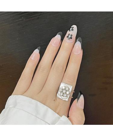 24Pcs/Set Press On Nails Long Fake Nail Patch With Black Plum Blossom Pattern False Nails Acrylic Fake Nails Full Cover Nails Tips Artificial Finger Manicure Press on nails for Women and Girls - Buy Online on GoSupps.com