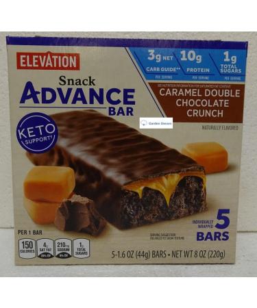 Elevation Caramel Double Chocolate Crunch Snack Advance Bar Keto Support 8oz 220g