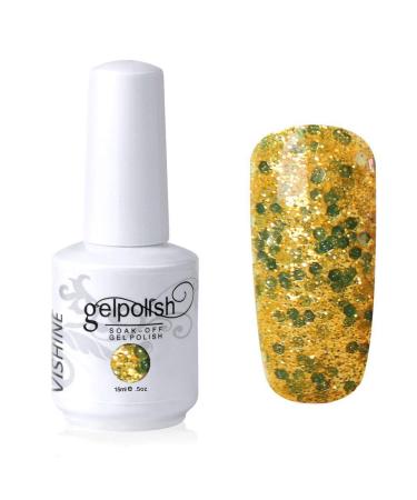 Vishine Soak-off Gel Polish Lacquer Nail Art UV LED Manicure Varnish 15ml Glitter Yellow(347) #347