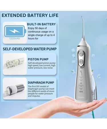 Dae'm Water Flosser - Cordless Teeth Cleaner Portable Dental Irrigator 300ML IPX7 Waterproof 5 Modes for Oral Care - Rechargeable & Ideal for Home and Travel (White - Buy Online on GoSupps.com