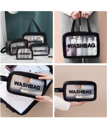 5PCS Clear Toiletry Bag Set - Waterproof Travel Makeup Bags with Zipper Handle, Portable and TSA Approved for Men and Women (Black) - Buy Online on GoSupps.com