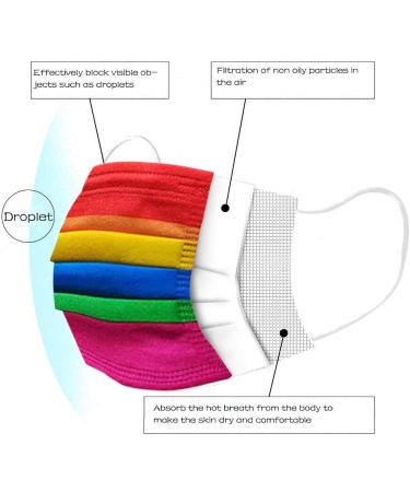 DeaamyGly 50-Pack 3-Layer Non-Woven Fabric Face Masks - Colorful Breathable Mouth-Nose Protection & Multifunctional Neck Bandana for Adults - Buy Online on GoSupps.com