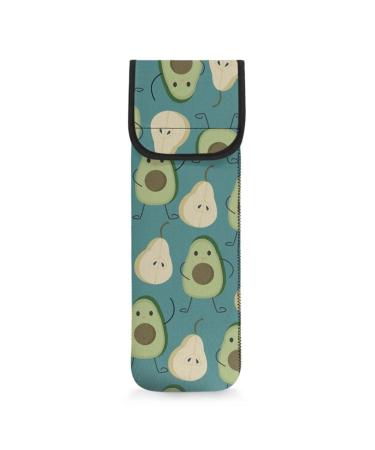Avocado Print Curling Iron Holder Cover for Women Girls 2 Pocket Neoprene Curling Wand Heat Resistant Bag