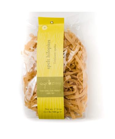 Agrozimi Spelt Hilopites - Bronze Die-Cut, Naturally Air-Dried Greek Pasta (Fettucine) - 500g/17.6oz - Buy Online on GoSupps.com