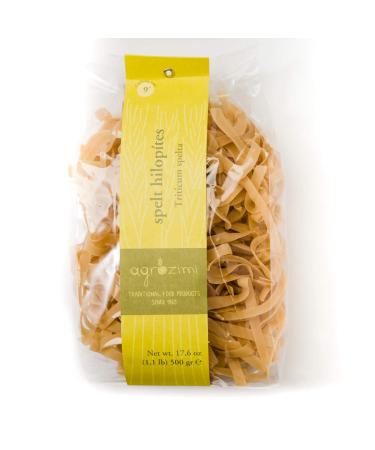 Agrozimi Spelt Hilopites - Bronze Die-Cut, Naturally Air-Dried Greek Pasta (Fettucine) - 500g/17.6oz