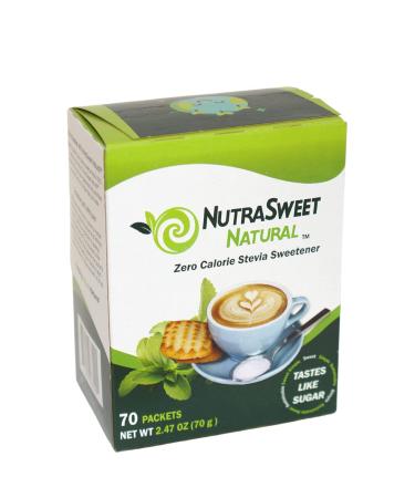 NutraSweet Natural Zero Calorie Stevia Sweetener-Natural Sugar Substitute, Sugar Like Taste, Diabetes-friendly, Keto-friendly - 70 count packets