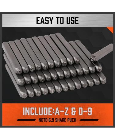 HORUSDY 37-Piece 1/8 Number & Letter Stamp Set - Metal Stamping Kit for Wood, Leather, Plastic - A-Z, 0-9 + Love Punch - Buy Online on GoSupps.com