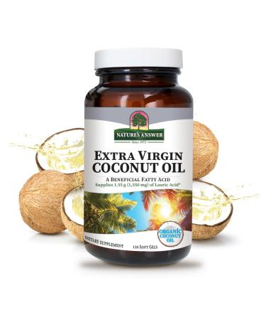Nature's Answer Extra Virgin Coconut Oil Softgels Organic Coconut Oil Multi-Purpose Non-GMO Ideal for For Hair Skin Body Moisturizer (Pack of 2)