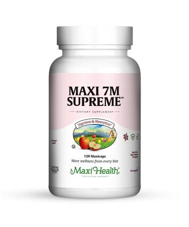 Maxi Health Acidophilus Probiotic 7M Supreme with Bifidobacterium & Prebiotic Apple Pectin Digestive & Immune Support Gut Health Gas & Bloating Relief Kosher 120 Veggie Capsules 120 Count (Pack of 1)