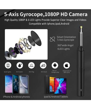 WiFi Smart Otoscope Ear Wax Remover Tool | 1080P HD Camera | 6 LED Lights | 2.4Ghz Endoscope Earwax Cleaner | Visual Ear Cleaning Tools - Buy Online on GoSupps.com