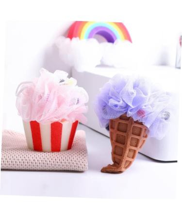 2pcs Cartoon Ice Cream Bath Balls - Exfoliating Loofahs & Shower Puffs for Ultimate Bathing Experience - Buy Online on GoSupps.com