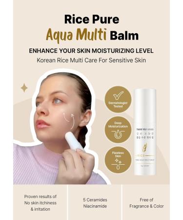 THANKYOU FARMER Rice Pure Aqua Multi Balm - Korean Eye Treatment Balm with Rice Extract & 5 Ceramides | Fragrance-Free Multi Balm Stick for Face - Buy Online on GoSupps.com