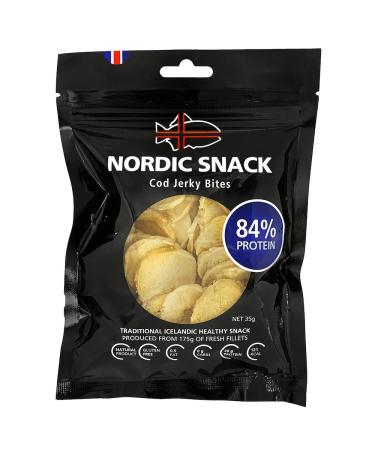 Freeze Dried Cod Bites (Hardfiskur) Wild Caught Fish Jerky | High Protein Healthy Nordic Snack (35g Resealable Bag) 1.23 Ounce (Pack of 1)
