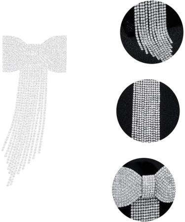 FRCOLOR Wedding Rhinestone Bow Tassel Hair Clip veils for brides rhinestone hair bowknot clip hair bow crystal bow clip veil hair bow luxurious bridesmaid rhinestones Bridal Hair Clip - Buy Online on GoSupps.com