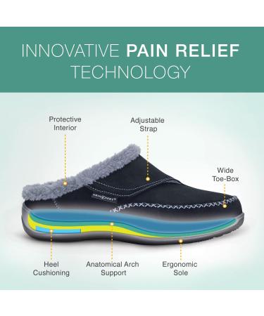Orthofeet Women's Plantar Fasciitis Slippers with Arch Support - Charlotte 8 Black - Buy Online on GoSupps.com