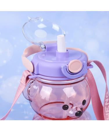 Kawaii Bear Straw Bottle - Large Capacity Portable Water Bottle with Strap and Straw - Pink Bear Shape for Outdoor Activities - Buy Online on GoSupps.com