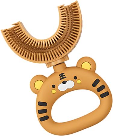 FURTRYVL U-Shaped Silicone Toothbrush for Kids | Cartoon Tiger Design | Extra Soft Brush Head for Gentle Cleaning | Ideal for Training & Manual Use - Buy Online on GoSupps.com