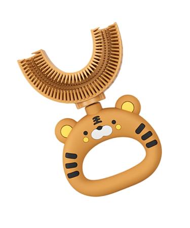Beedozo U-shaped toothbrush U-shaped toothbrush for children-U-shaped cartoon-tiger-design toothbrush-soft silicone brush head manual toothbrush for mouth cleaning extra soft 360 degrees