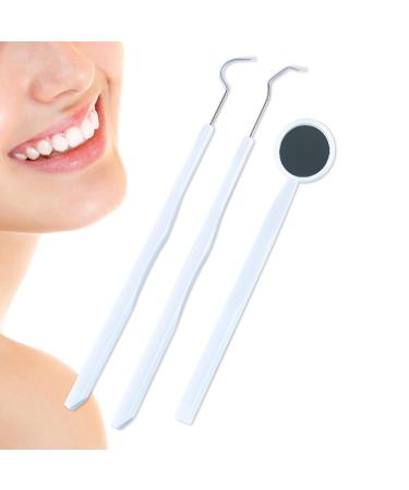 3 Pieces Dental Tools Set Professional Disposable Plastic Dental Hygiene Cleaning Kit including Dental Mirror Probe for Oral Care Orthodontic Supplies