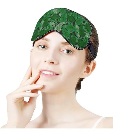 Buy Green Paisley Sleep Mask for Women - Adjustable Eye Shades with Elastic Strap for Ultimate Comfort - Buy Online on GoSupps.com