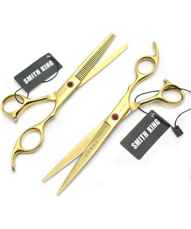 7.0 Inch Gold Hair Scissors Set - Hair Cutting & Thinning Scissors with Razor Combs | International Shipping - Buy Online on GoSupps.com