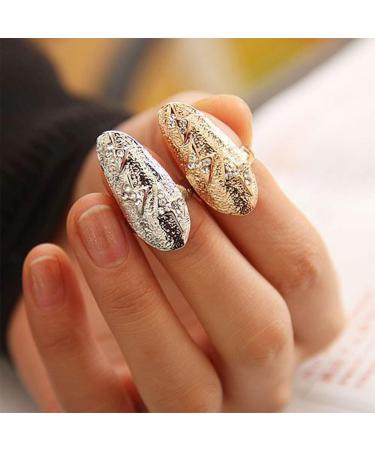 Dervivea Crystal Lightning Fingertip Ring Gold Cz Finger Nail Rhinestones Statement Nail Rings Lightning Finger Ring Nail Jewelry for Women and Girls(Gold lightning) - Buy Online on GoSupps.com