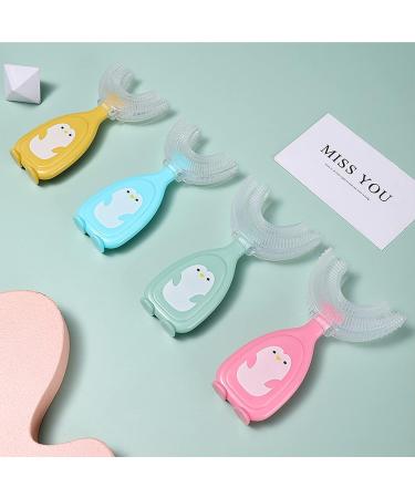 Kids U-Shaped Toothbrush Food Grade Soft Silicone Brush Head Manual Training 360 Effective Deep Cleaning Oral Teeth Cleaning Design for Toddlers and Children Green-Small - Buy Online on GoSupps.com