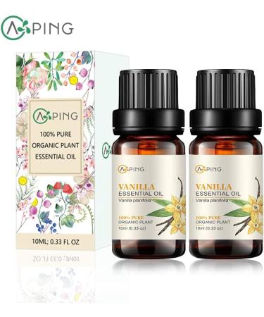 2-Pack Pure Organic Vanilla Essential Oil - 100% Natural Aromatherapy Oil for Diffuser Spa Massage & Yoga - 2x10ML - Buy Online on GoSupps.com