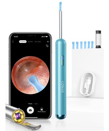 Ear Wax Removal Tool Camera: 1296p Otoscope Earwax Remover Rechargable Visual Wireless Smart Endoscope Visible Lighted Ear Cleaning Clean Scope Kit (Blue)