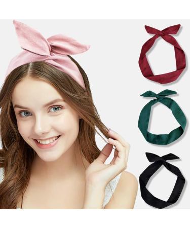 Yeshan Rabbit Ear Bow Headbands for Women - Set of 9 Solid Color Twist Wired Headbands for Yoga, Sports, and Hair accessory - Buy Online on GoSupps.com