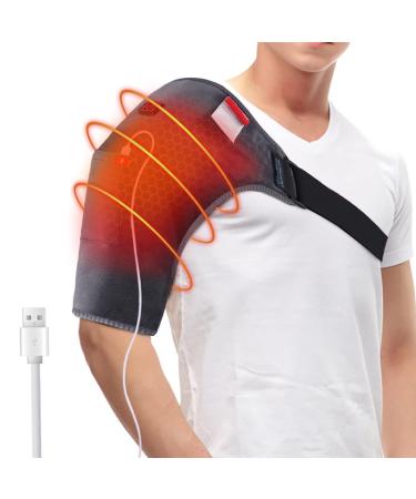 Comfheat Heated Shoulder Wrap USB Shoulder Heating Pads for Rotator Cuff Pain Upper Arm Muscle Relief 3 Heating Settings Portable Shoulder Heat Pad for Travel