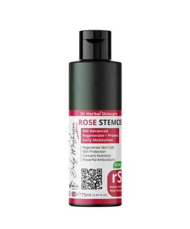 Dr Herbal Rose Stem Cell Daily Moisturizer - Anti-Aging Formula with Natural Botanicals Alpen Rose Aloe Vera and Vitamin E for Hydrated and Radiant Skin 75ml