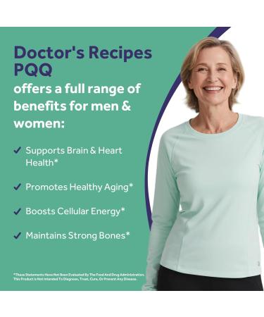 Doctor's Recipes PQQ Supplement 40 mg with CoQ10 Omega 3-6-9 Essential Fatty Acids Highly Purified and Bioavailable Brain Energy Heart Health Pyrroloquinoline Quinone Disodium Salt 120 Softgels - Buy Online on GoSupps.com