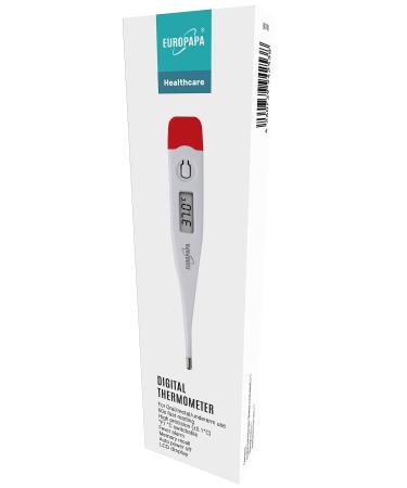 Europapa Digital fever thermometer for babies children and adults thermometer for oral axillary or rectal waterproof with fever alarm (red) - Buy Online on GoSupps.com