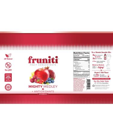 Fruniti Mighty Medley (Antioxidant + SuperFruit) Smoothie Mix - Tumeric  Acai  Goji  Elderberry and Blueberries  Pomegranate  Grape Skin  Apple & Pineapple - Makes Up To 2412 oz. Smoothies Superfruit Smoothie Mix 48 Fl Oz (Pack of 1) - Buy Online on GoSupps.com