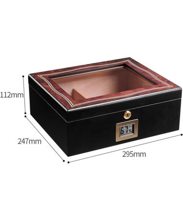 Humidor Cigar Box with Hygrometer Glass Top Cherry Matt Finish Holds 20-50 Cigars - Buy Online on GoSupps.com