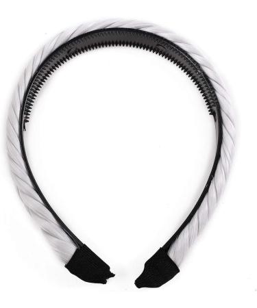 Fashion Fishtail Braided Headbands Braiding Hair Extensions Hairband Hair Hoop Synthetic Plaited Hairpiece for Women Silver Grey - Buy Online on GoSupps.com