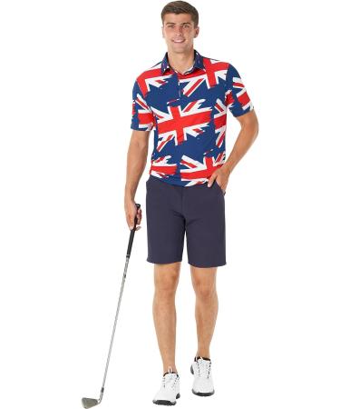 Royal & Awesome Men's Funny Golf Polo Shirt - X-Large Union Jack Design - Buy Online on GoSupps.com