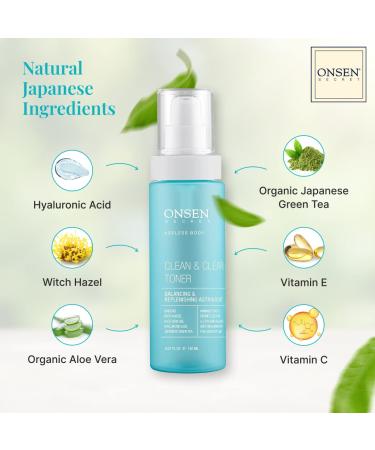 Onsen Secret Clean & Clear Face Toner - Balancing & Replenishing Astringent Daily Perfecting & Revitalizing Toner w/Witch Hazel Aloe Vera Green Tea Alcohol-Free Skin Care Toner for Face 1 Pack Clean & Clear Toner 150ml - Buy Online on GoSupps.com
