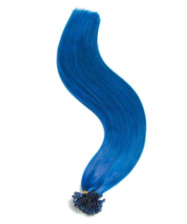 100% Remy Real Hair Blue Bonding Extensions - 25 Strands 50cm U-Tip Keratin Hair Extensions #700 - Smooth Long Hair - Buy Online on GoSupps.com